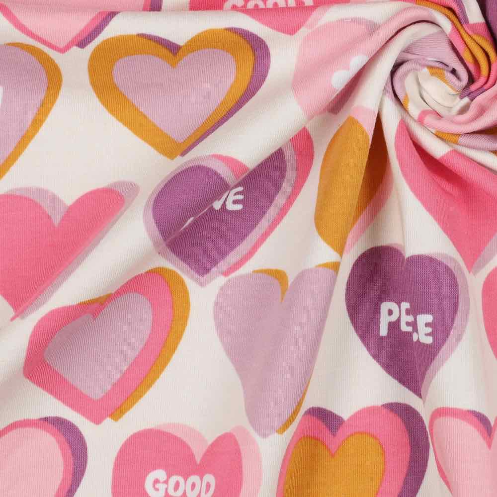 Sommersweat, French Terry, Herzen auf Weiß – Bild 4