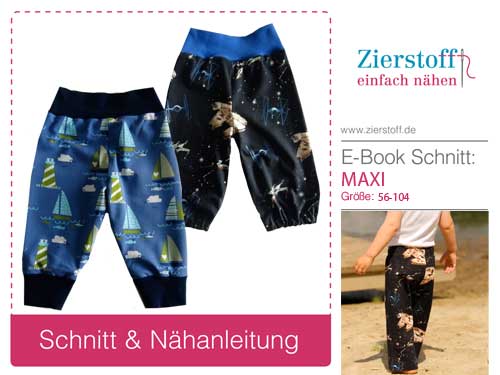 Pumphose, “MAXI”, Gr. 56 – 104 – 2 Schnitte [Digital]
