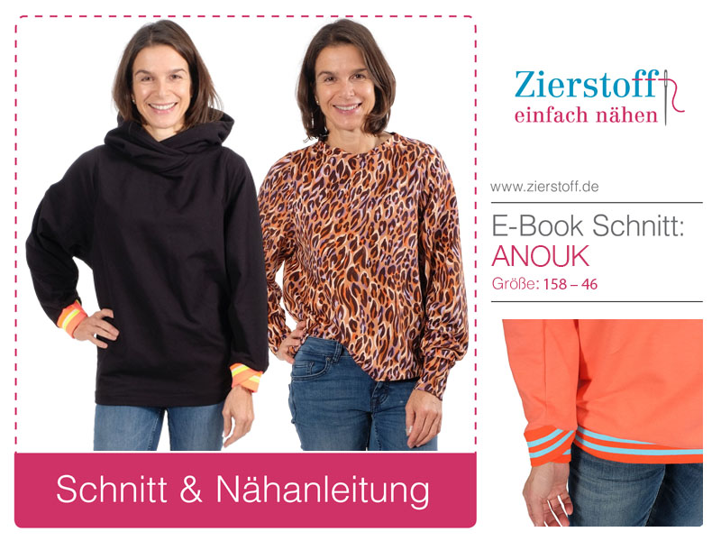 Sweatshirt mit Collegebündchen “ANOUK”, Gr. 158 – Damengr. 46 [Digital]