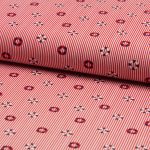 Baumwollstoff, maritimes Muster auf rot weiße Streifen