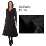 Stoffpaket Kleid Resia mit Kofferware in Schwarz (3 Meter) und Papierschnittmuster Gr. 158 – Damengr. 46