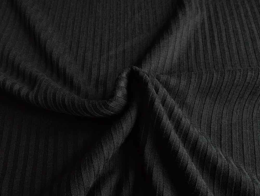 Jersey, weicher Rippenjersey, Schwarz
