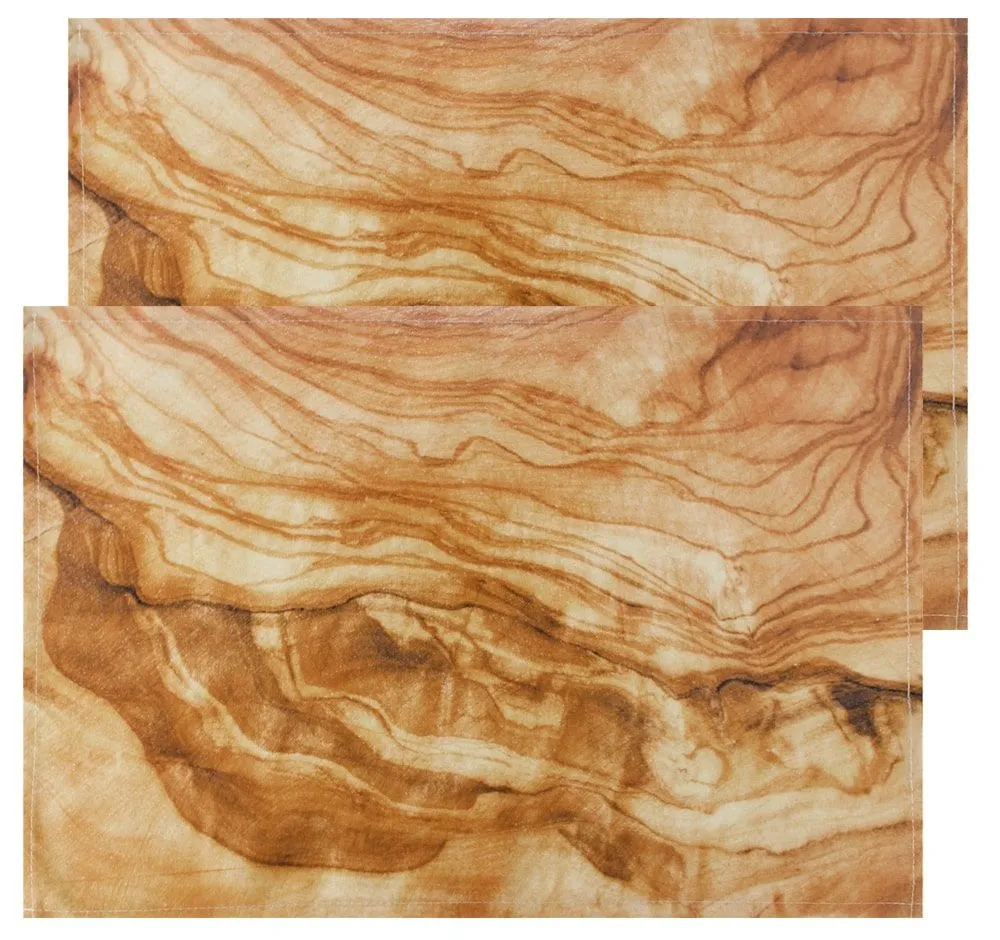Tischsets Platzsets Textil CLOTH Olivenholz Holz Holzmaserung Natur 2er 45×30 cm